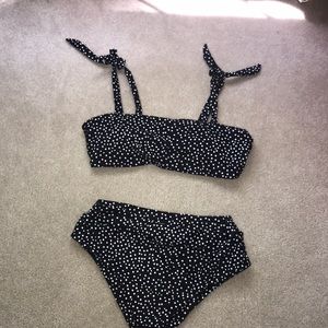 Black and white polka dot high waisted bikini